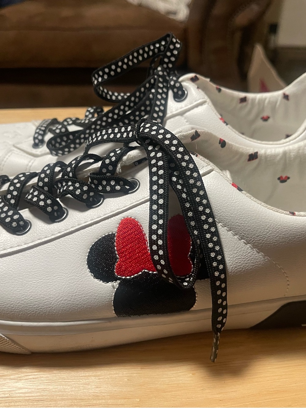 Ground Up Minnie Mouse Low Top Court Sneaker Shoes Disney Women's White Size 10